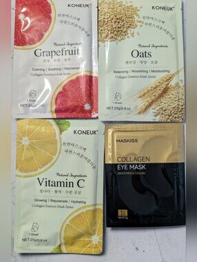 Koneuk Collagen Sheet Masks & Maskiss Eye Mask Bundle - 4 Pack (NWT)